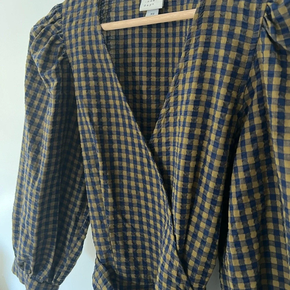 NWOT A New Day Gingham Midi Wrap Cotton Dress Size XS - Picture 5 of 7